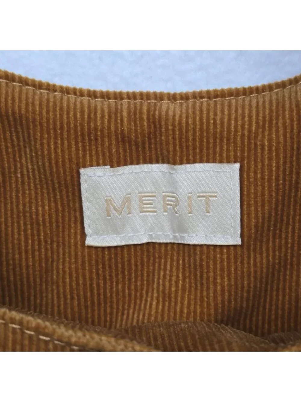 Merit Signature Brown Corduroy Makeup Cosmetic Bag Pouch Minimalist